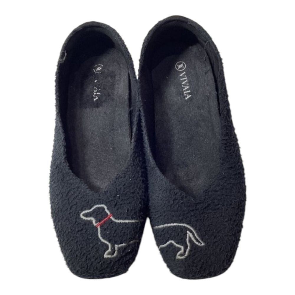 Vivaia Margot‎ Black Square Toe Terry Knit Ballet Flats Sustainable EU 37.5